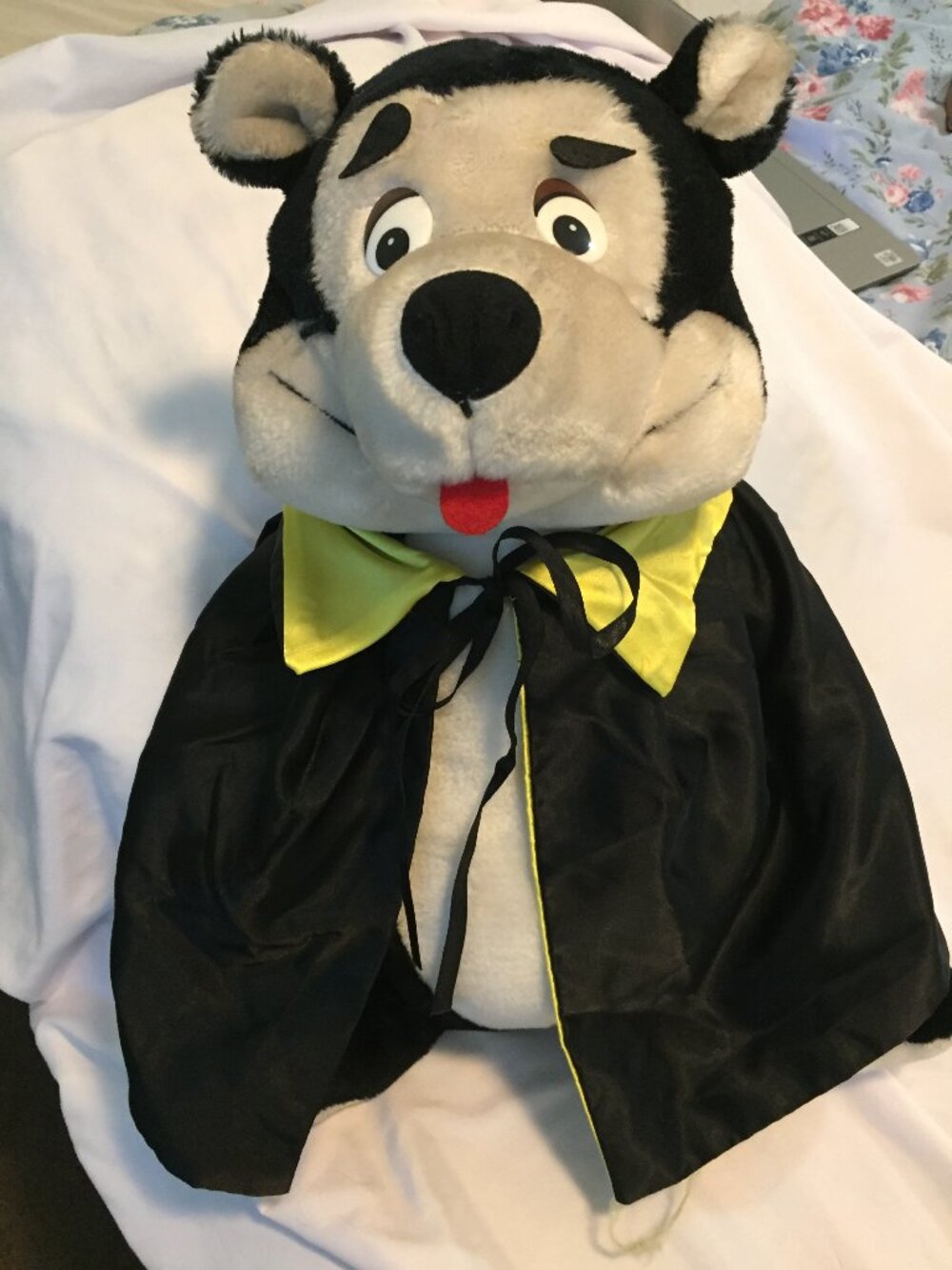 Vintage Hamm's Beer Plush Bear w/Black Cape Stuffed Animal 18" Americo Korea